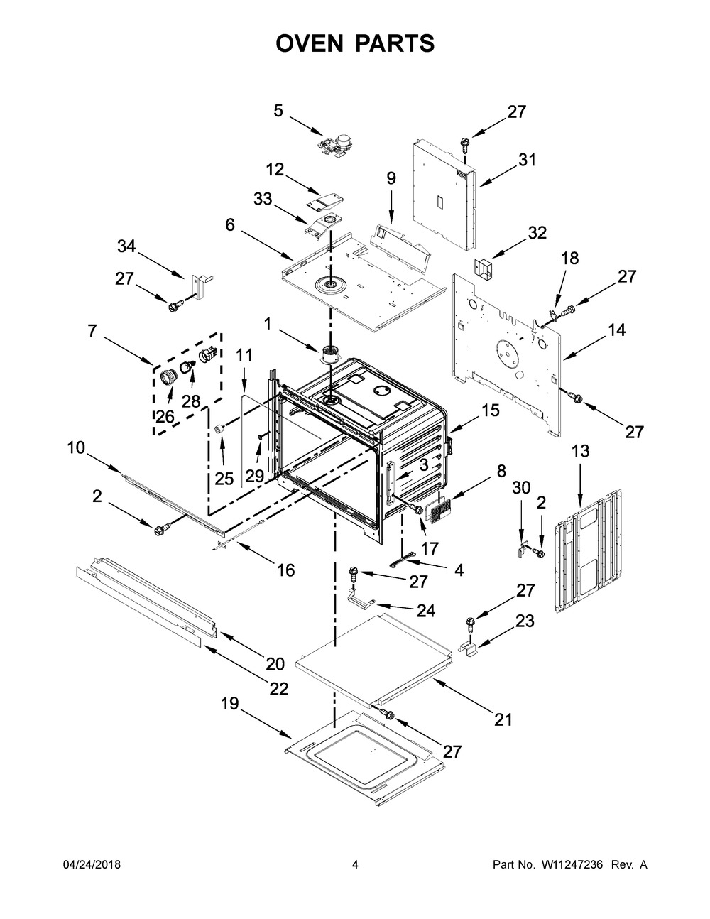 Oven Parts Diagram and Parts List for IBS550DS03  Whirlpool Wall Oven
