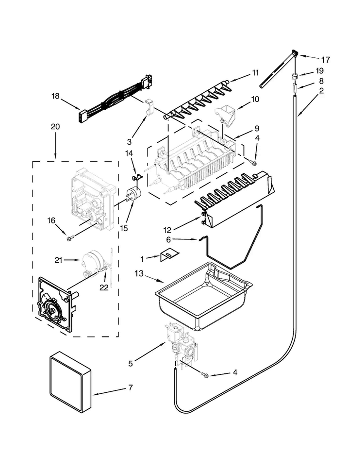 Icemaker Parts Diagram and Parts List for WRF532SMBW01  Whirlpool Refrigerator