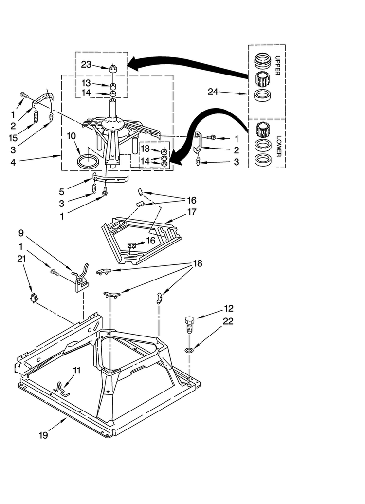 Machine Base Parts Diagram and Parts List for 11087842700  Kenmore Washer Dryer Combo