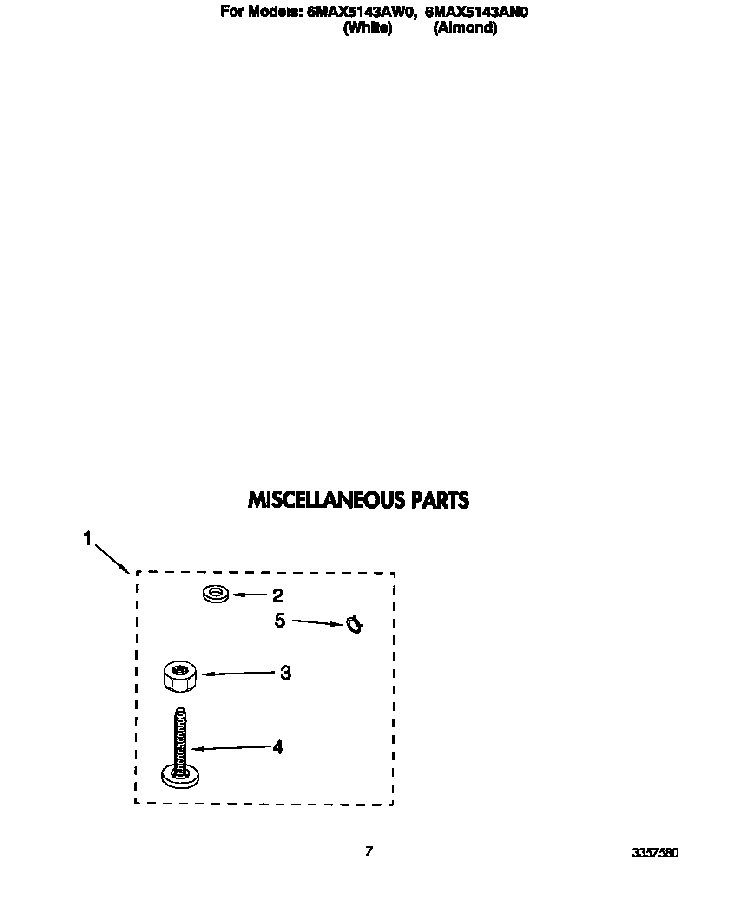 Miscellaneous Diagram and Parts List for 6MAX5143AN0  Whirlpool Washer