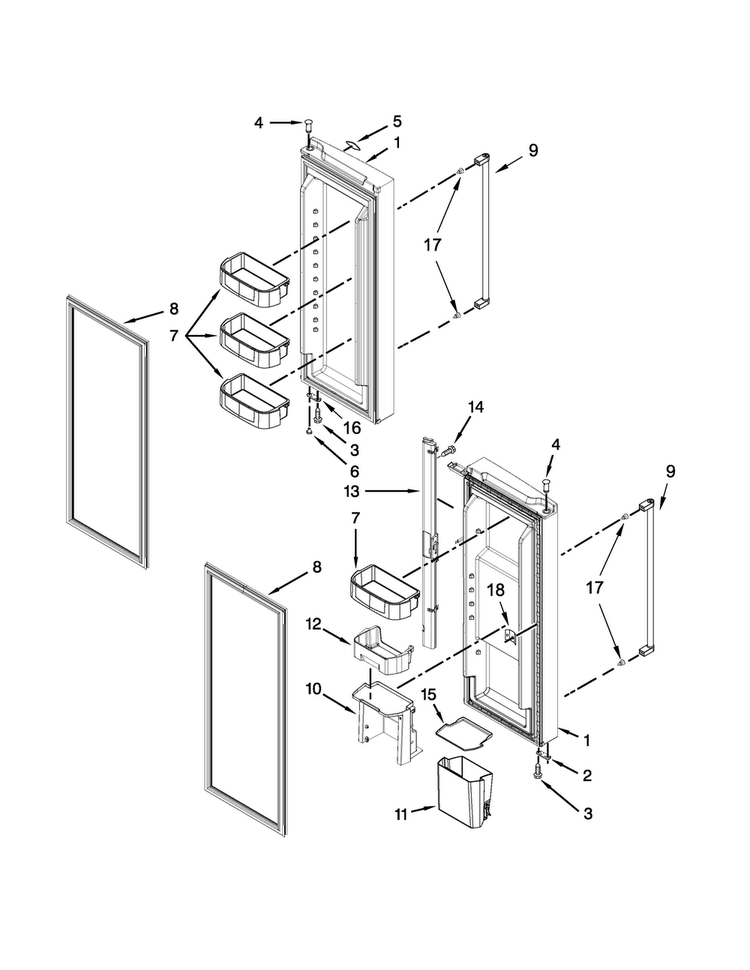 Refrigerator Door Parts Diagram and Parts List for KRFF300ESS00  KitchenAid Refrigerator