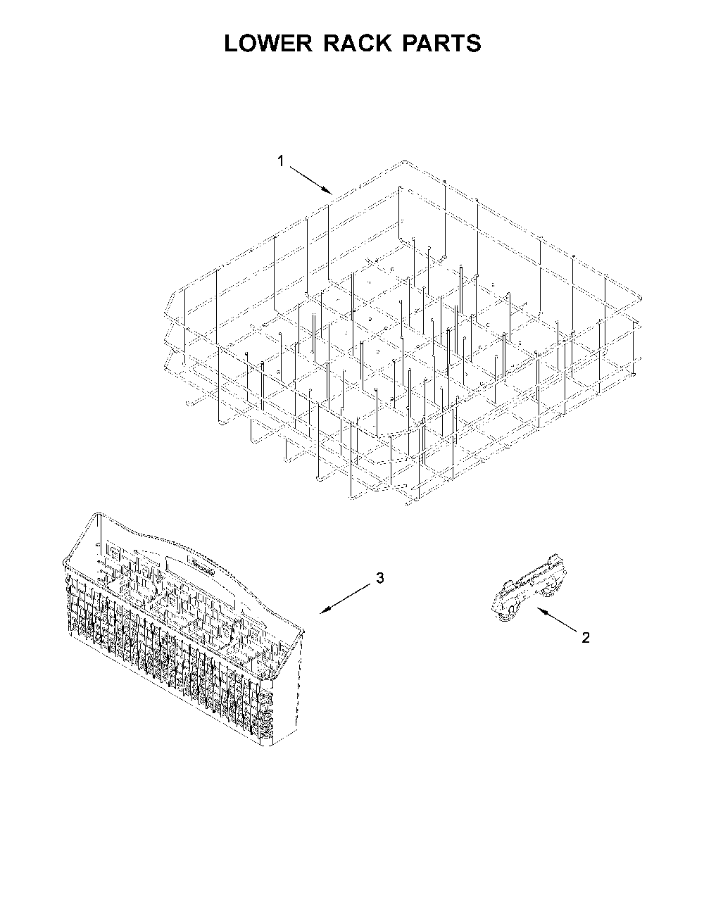 Lower rack parts Diagram and Parts List for 66514549N711  Kenmore Dishwasher