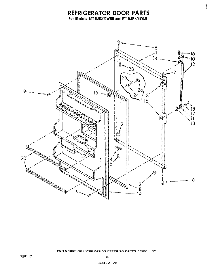 REFRIGERATOR DOOR , MISCELLANEOUS Diagram and Parts List for ET16JKXMWR0  Whirlpool Refrigerator