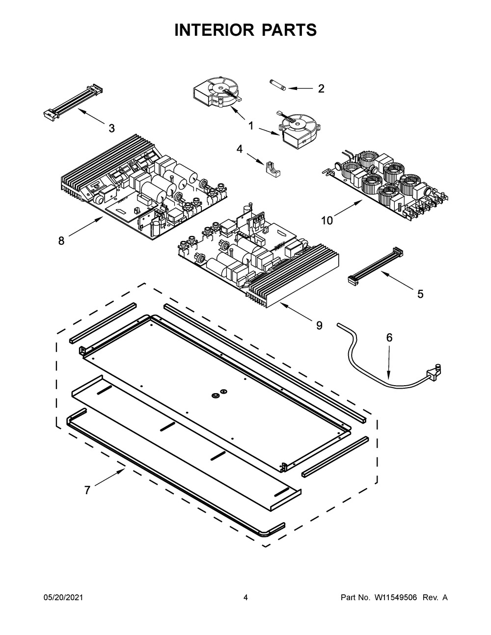 Interior Parts Diagram and Parts List for KICU509XSS01  Whirlpool Cooktop