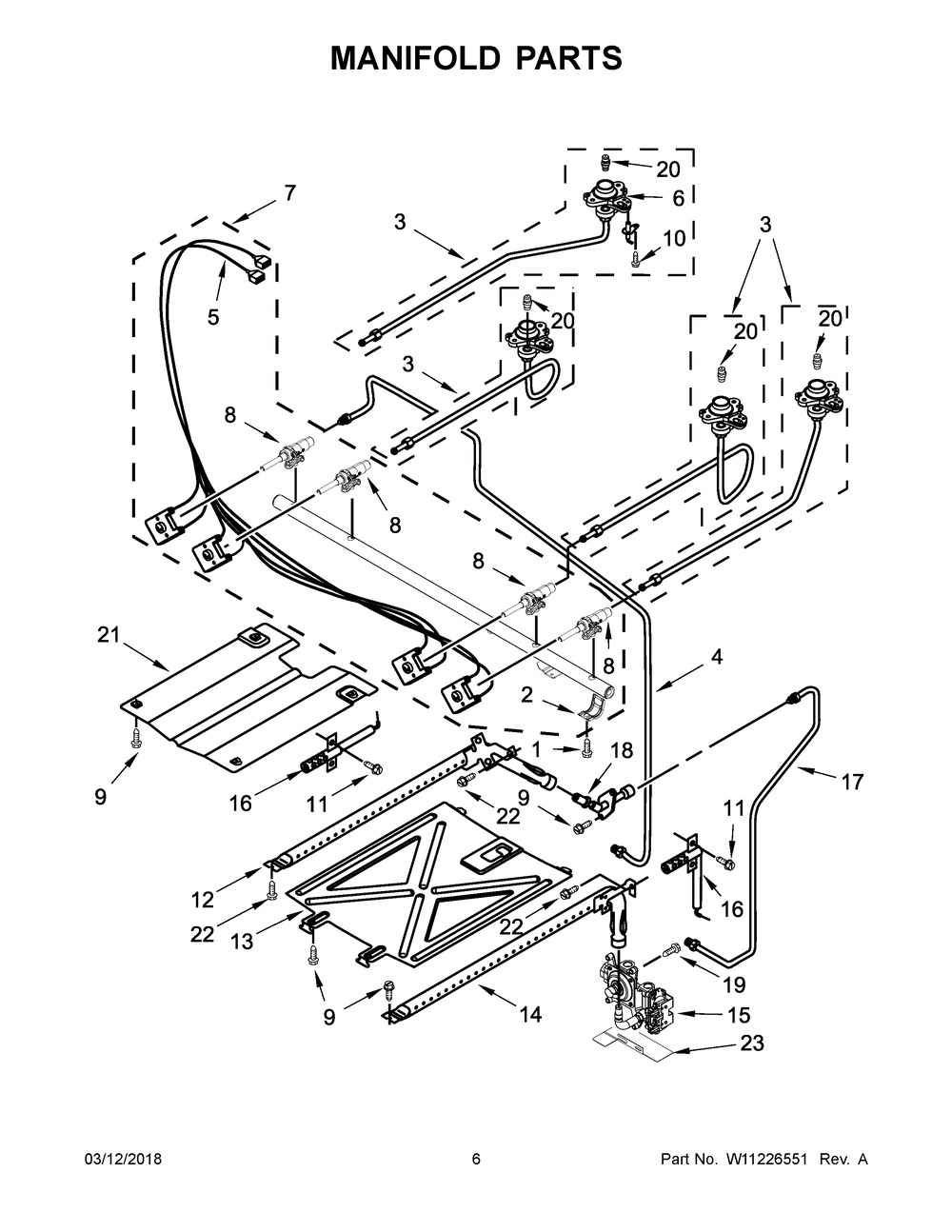 Manifold Parts Diagram and Parts List for IGS426AS3  Whirlpool Range
