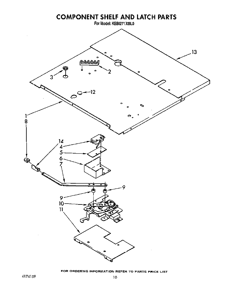 COMPONENT SHELF AND LATCH Diagram and Parts List for KEBI271XBL0  KitchenAid Wall Oven