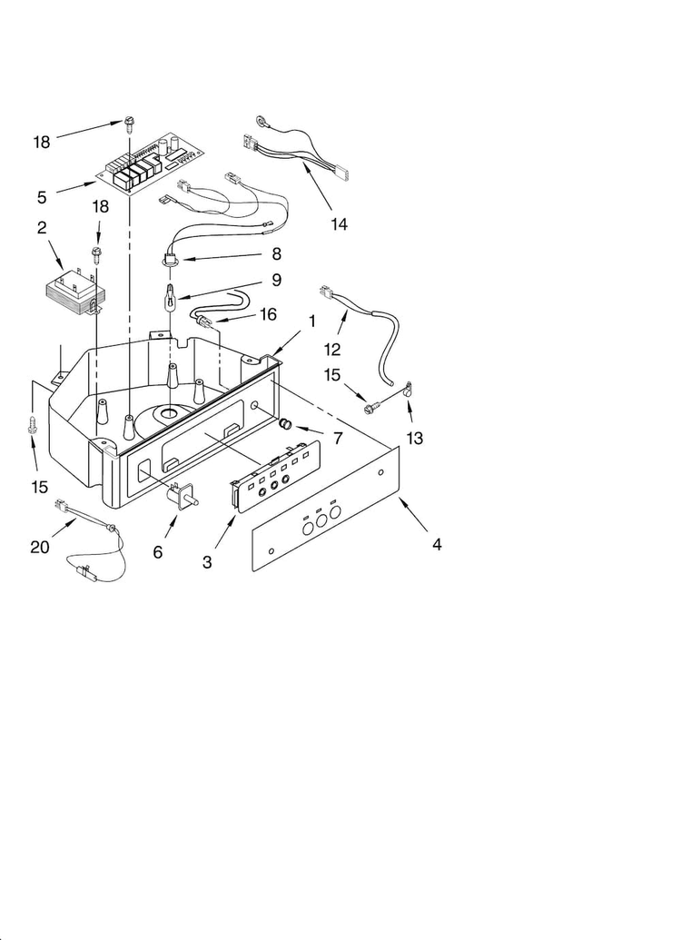Control Panel Parts Diagram and Parts List for 8198922  KitchenAid Ice Maker