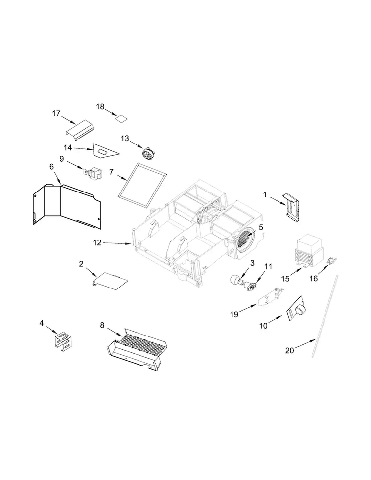 Air Flow Parts Diagram and Parts List for KMHS120EBL0  KitchenAid Microwave