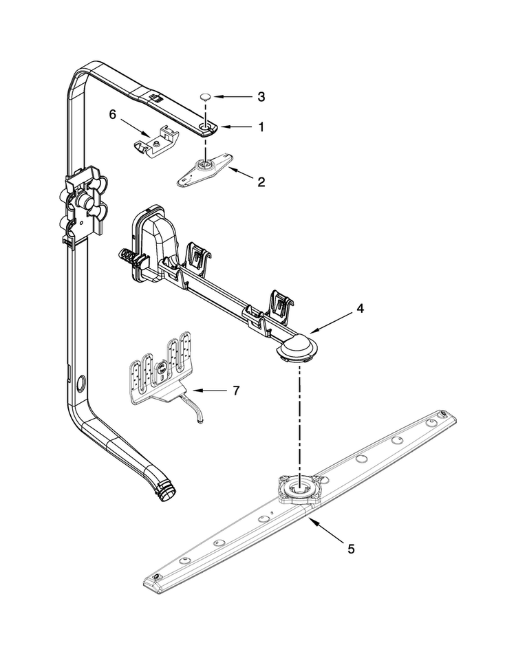 Upper Wash And Rinse Parts Diagram and Parts List for KDTE304DPA2  KitchenAid Dishwasher