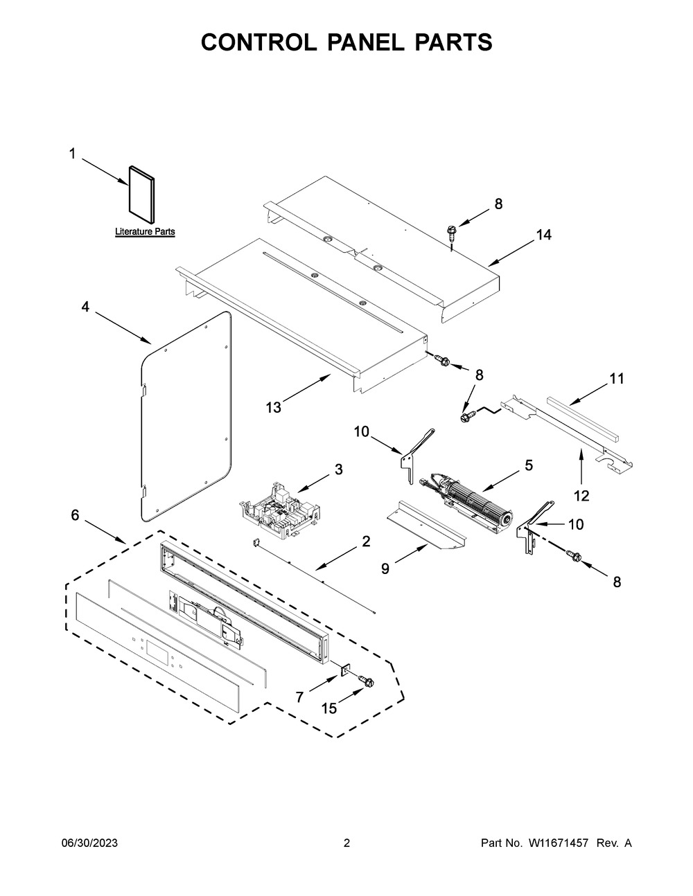 Control Panel Parts Diagram and Parts List for WOEC7027PZ00  Whirlpool Microwave Oven Combo