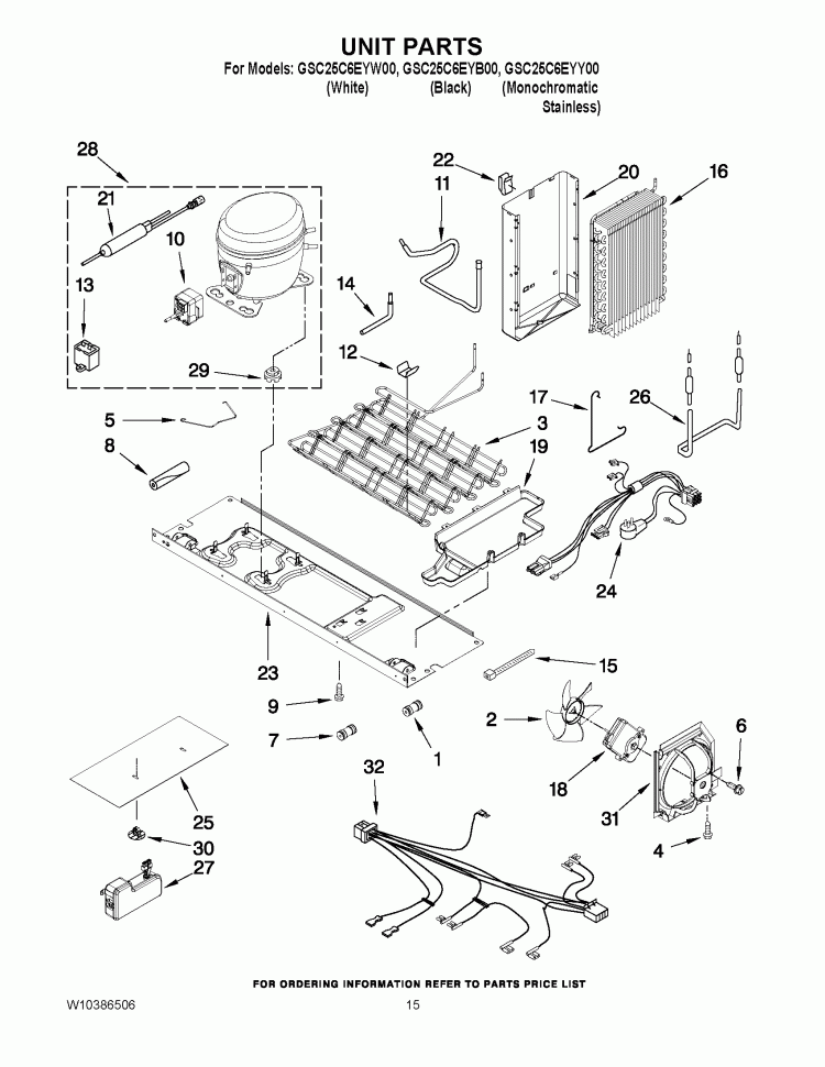 UNIT PARTS Diagram and Parts List for GSC25C6EYY00  Whirlpool Refrigerator