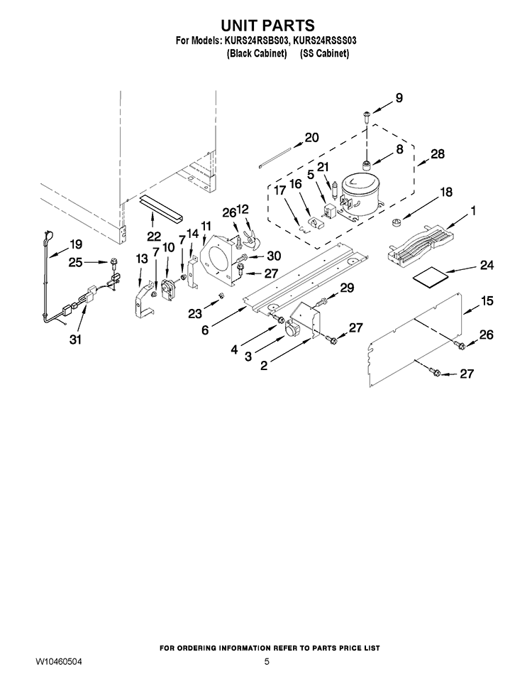 UNIT PARTS Diagram and Parts List for KURS24RSBS03  KitchenAid Refrigerator