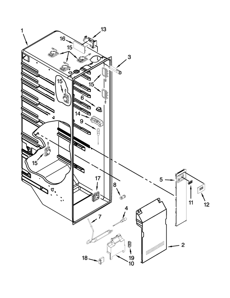 Refrigerator Liner Parts Diagram and Parts List for KSF26C6XYY05  KitchenAid Refrigerator