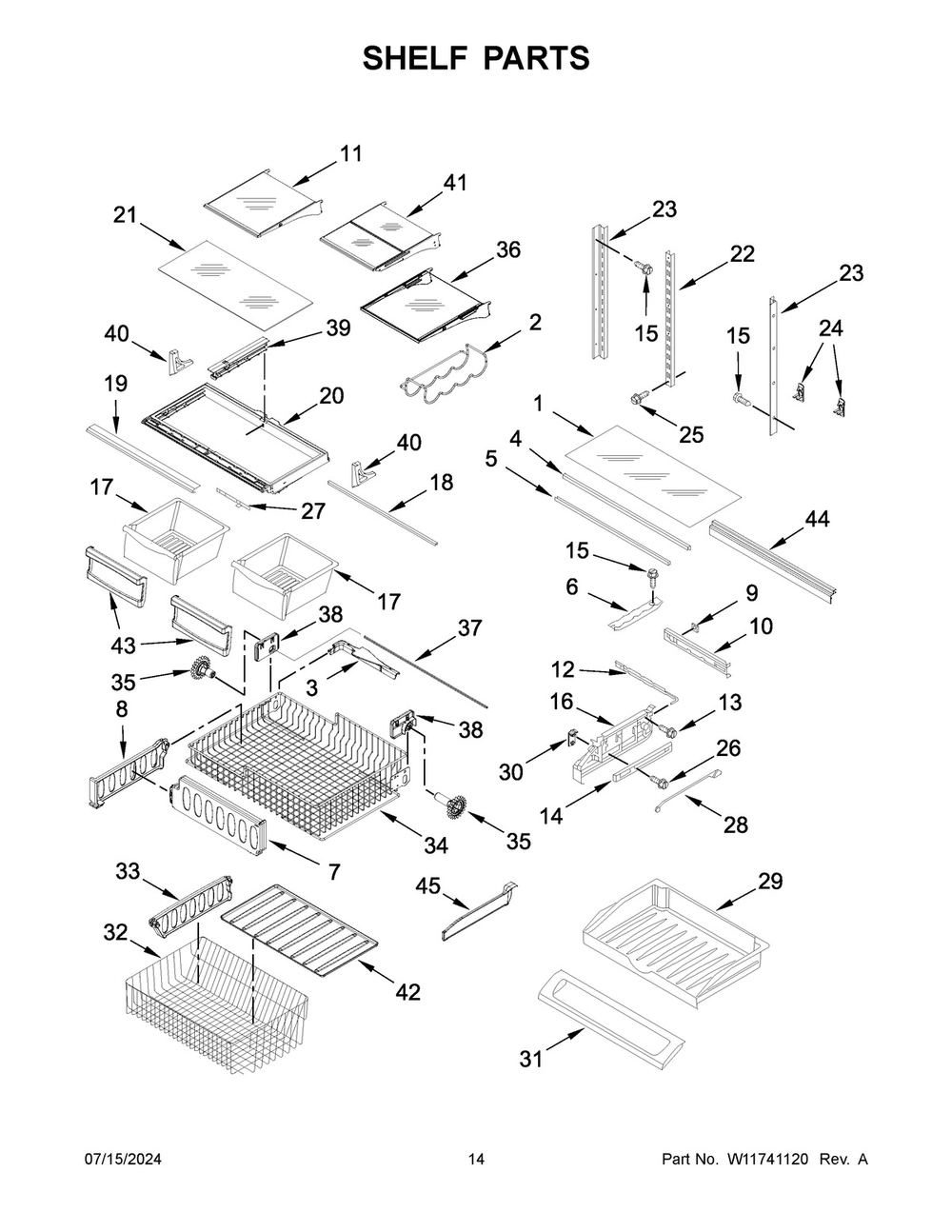 08 - Shelf Parts Diagram and Parts List for KRFF302EBS07  Whirlpool Refrigerator