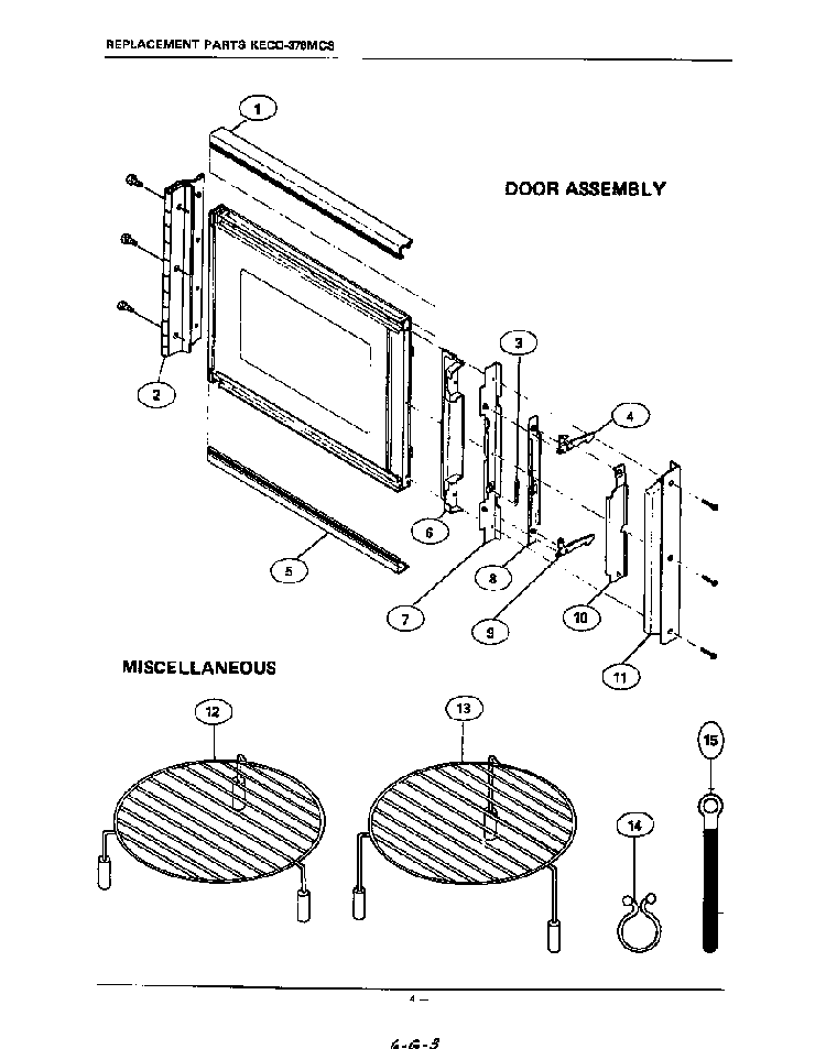 Door Diagram and Parts List for KECO376MCS  KitchenAid Microwave