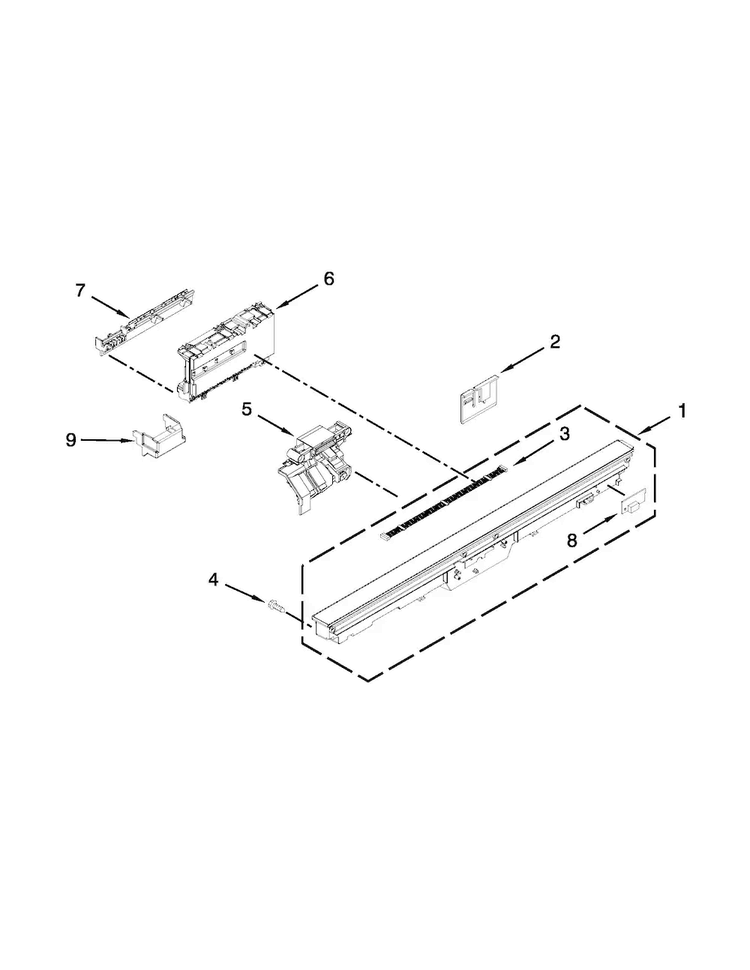Control Panel And Latch Parts Diagram and Parts List for KUDS30FXWHA  KitchenAid Dishwasher