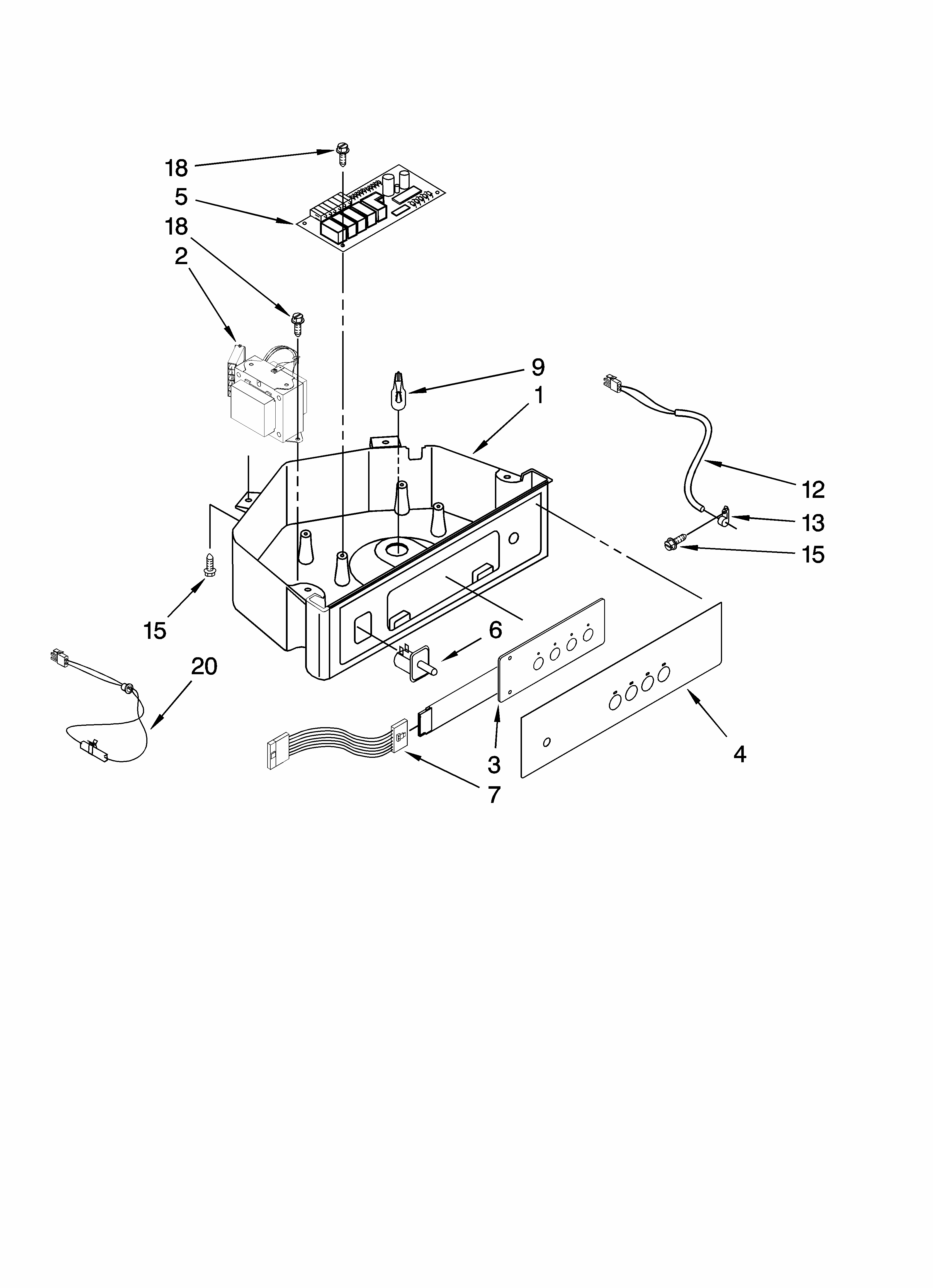 Control Panel Parts Diagram and Parts List for 10689583702  Kenmore Ice Maker