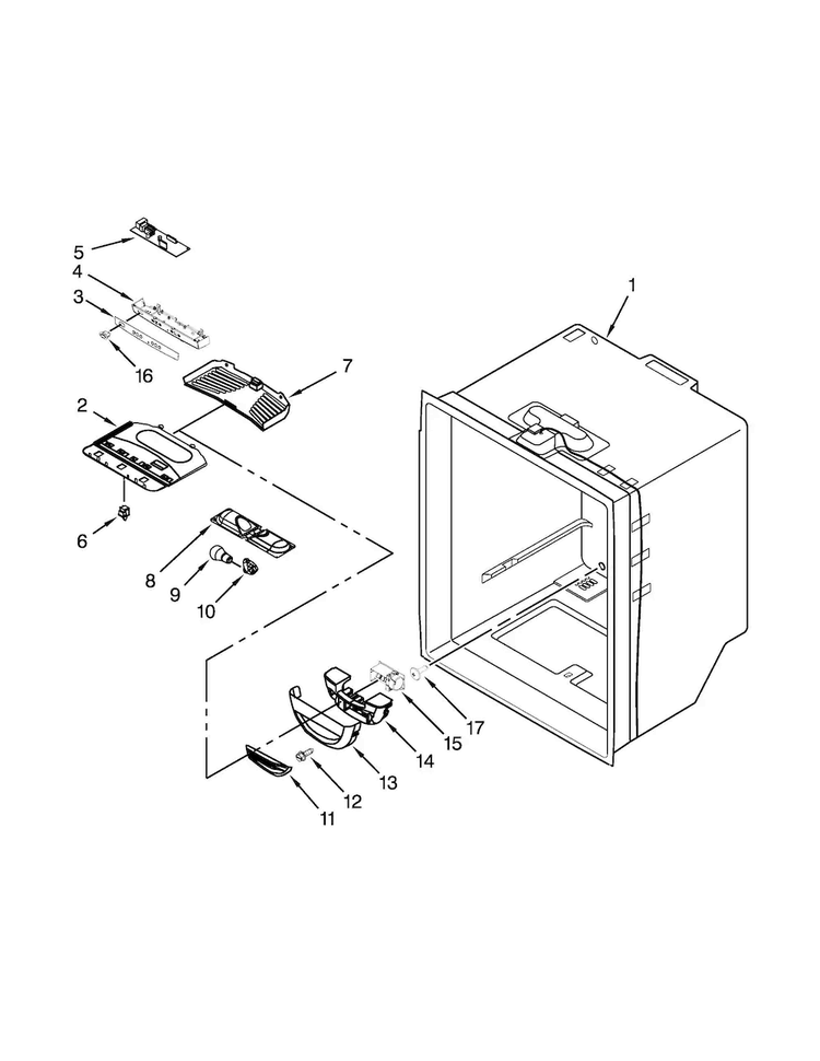 Refrigerator Liner Parts Diagram and Parts List for WRF532SNBB01  Whirlpool Refrigerator