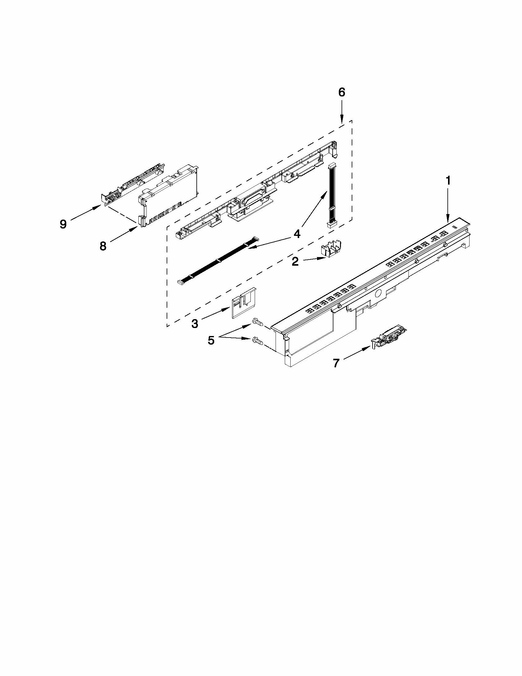 Control Panel And Latch Parts Diagram and Parts List for 66513292K114  Kenmore Dishwasher