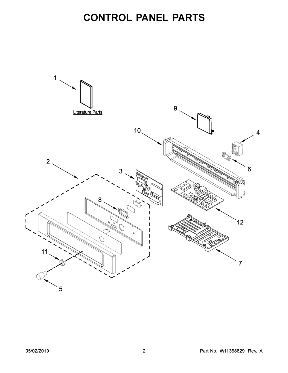 Control Panel Parts Diagram and Parts List for IMBS104GSS02  Whirlpool Microwave