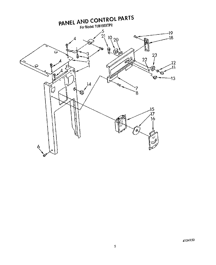 PANEL AND CONTROL Diagram and Parts List for TU8150XTP2  Whirlpool Trash Compactor