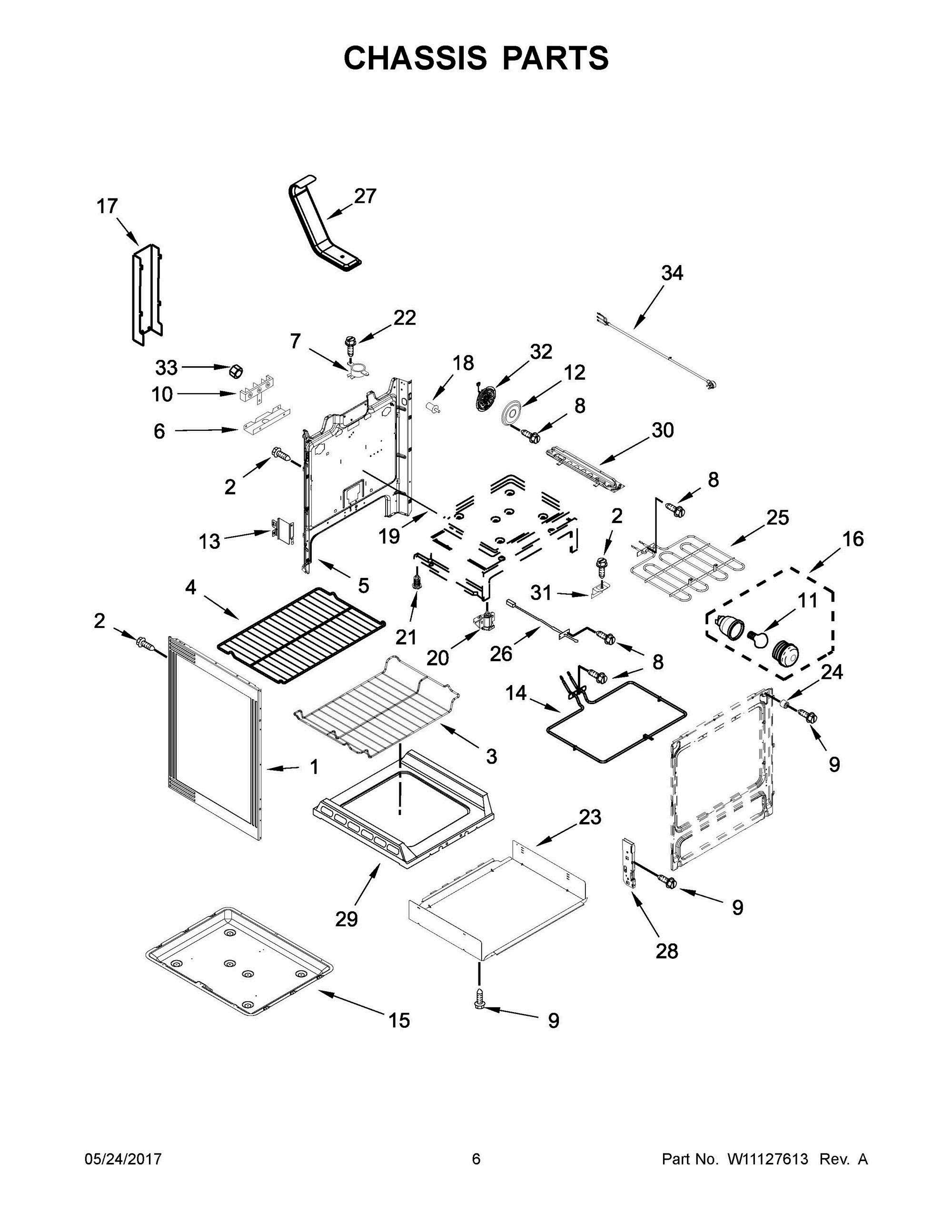 04 - CHASSIS PARTS Diagram and Parts List for YMER8650FZ1  Whirlpool Range