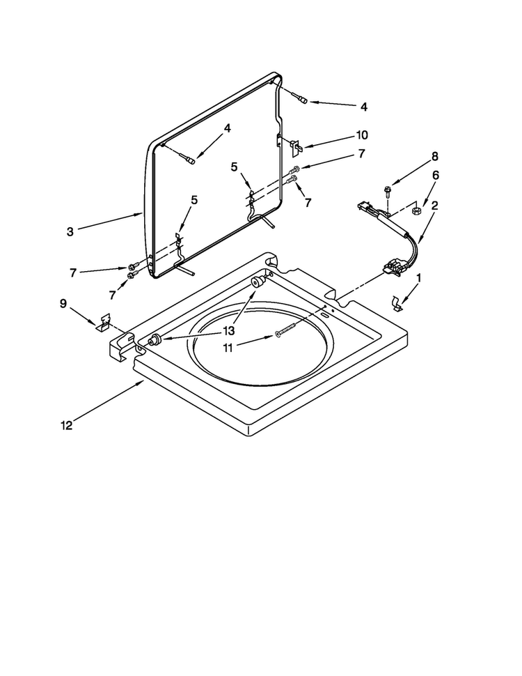 Washer Top And Lid Parts Diagram and Parts List for 1109875279A  Kenmore Washer Dryer Combo