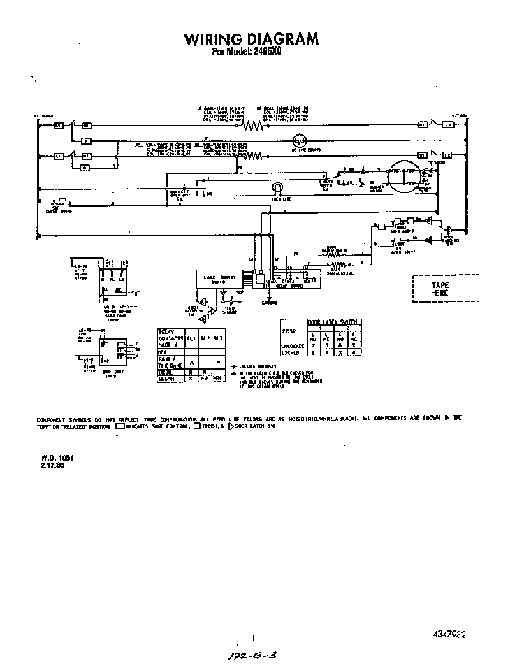 Wiring Diagram Diagram and Parts List for 2496*0A  Roper Range