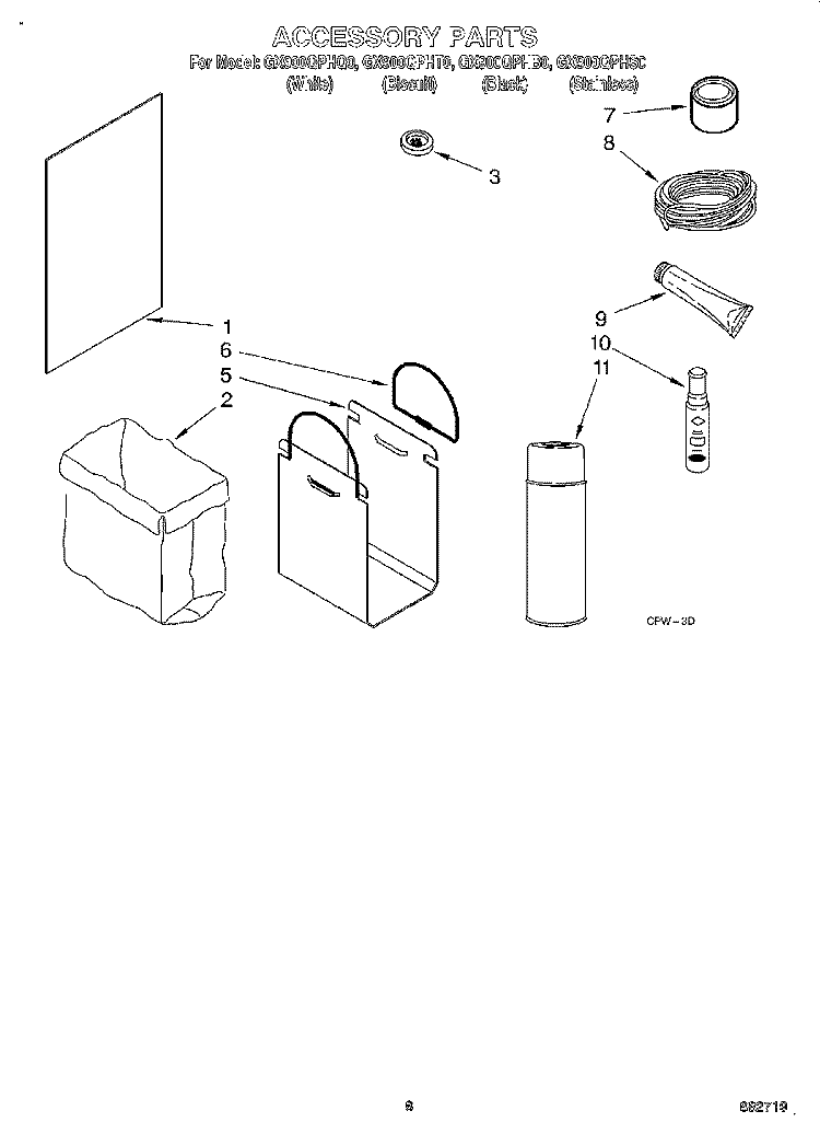 ACCESSORY Diagram and Parts List for GX900QPHB0  Whirlpool Trash Compactor