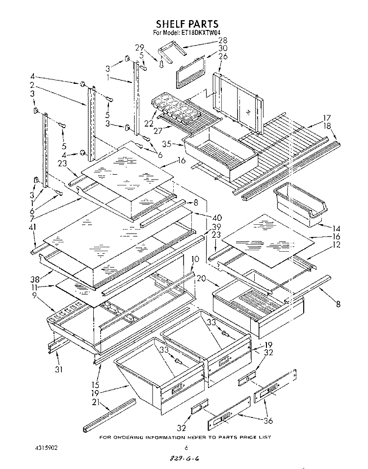 SHELF , LIT/OPTIONAL Diagram and Parts List for ET18DKXTF04  Whirlpool Refrigerator