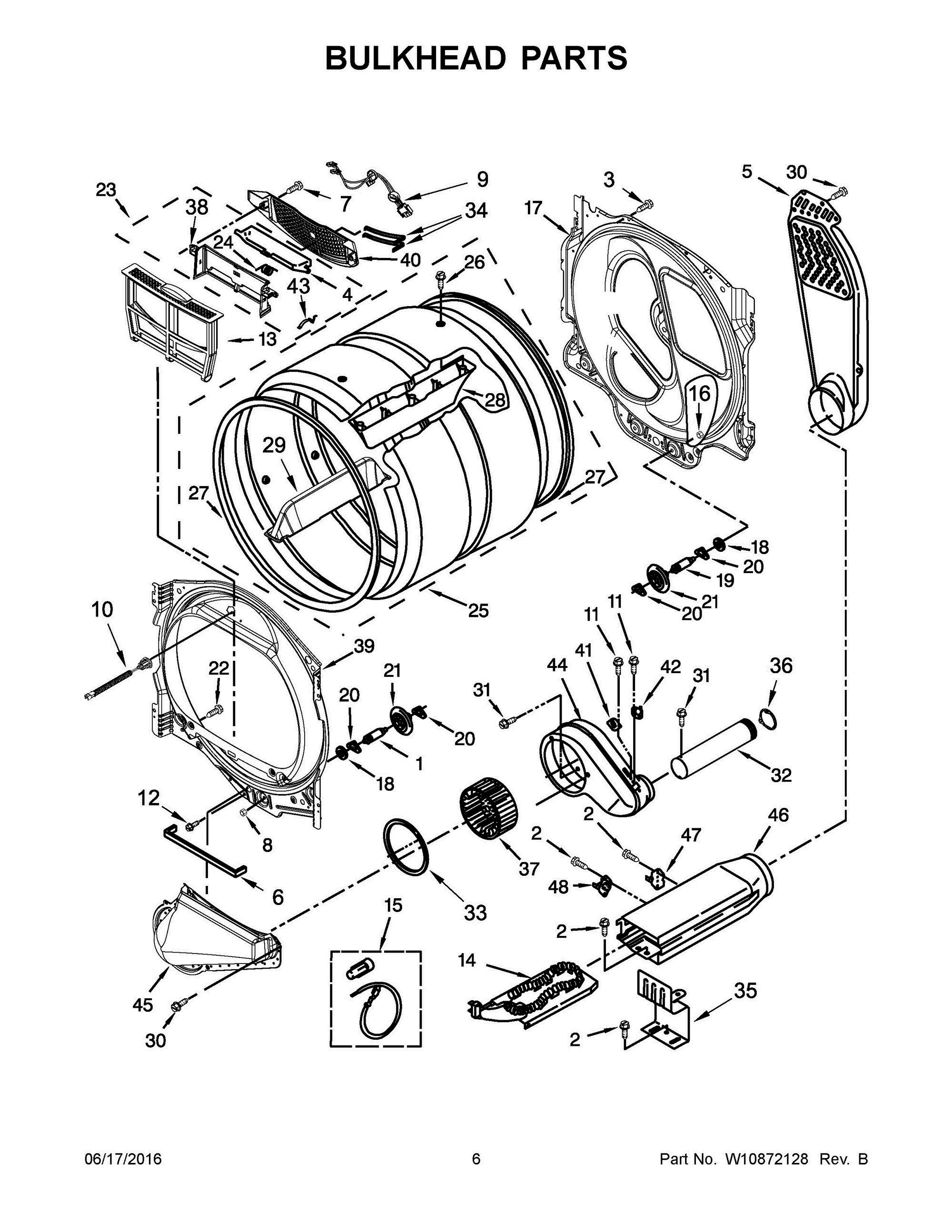 04 - BULKHEAD PARTS Diagram and Parts List for YMEDB835DW3  Whirlpool Dryer