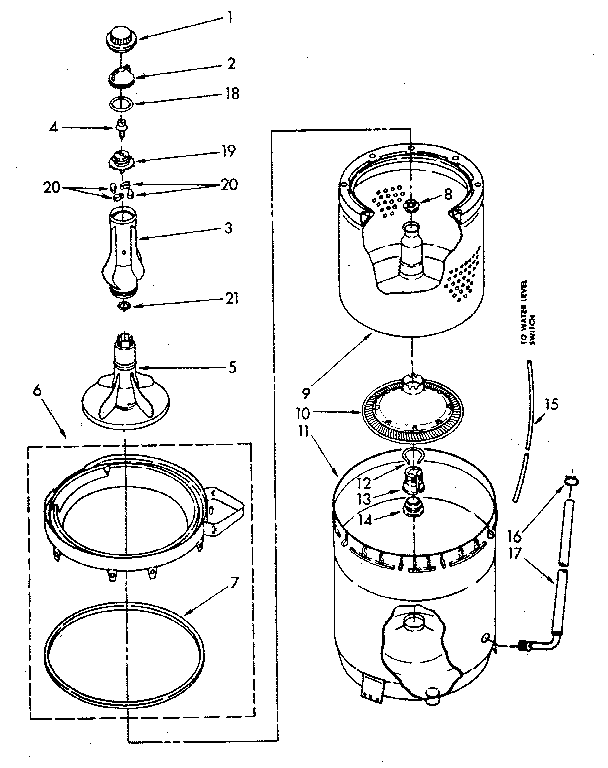 Agitator, Basket And Tub Diagram and Parts List for LA7800XSN1  Whirlpool Washer