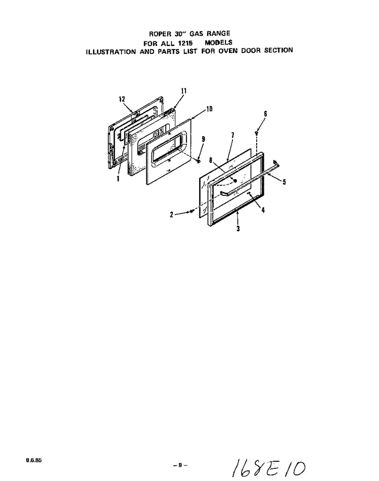 Section 9 Diagram and Parts List for 1235*0A  Roper Range