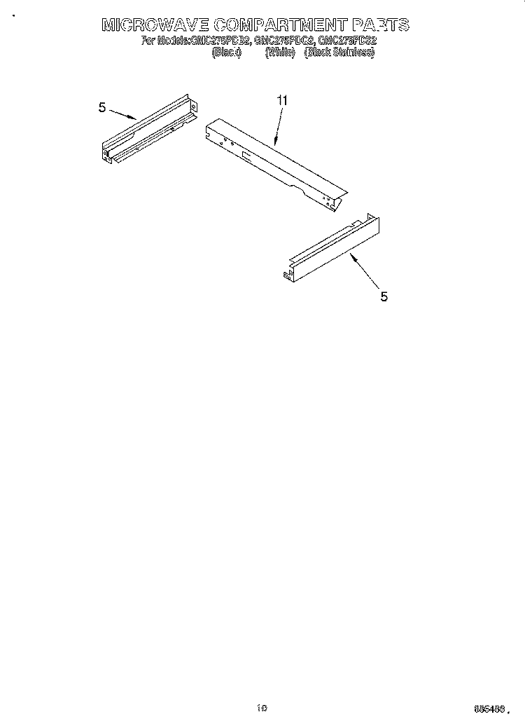 MICROWAVE COMPARTMENT Diagram and Parts List for GMC275PDS2  Whirlpool Microwave Oven Combo