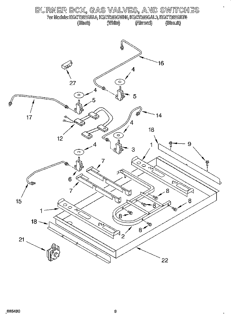 SECTION Diagram and Parts List for KGCT365GAL0  KitchenAid Cooktop