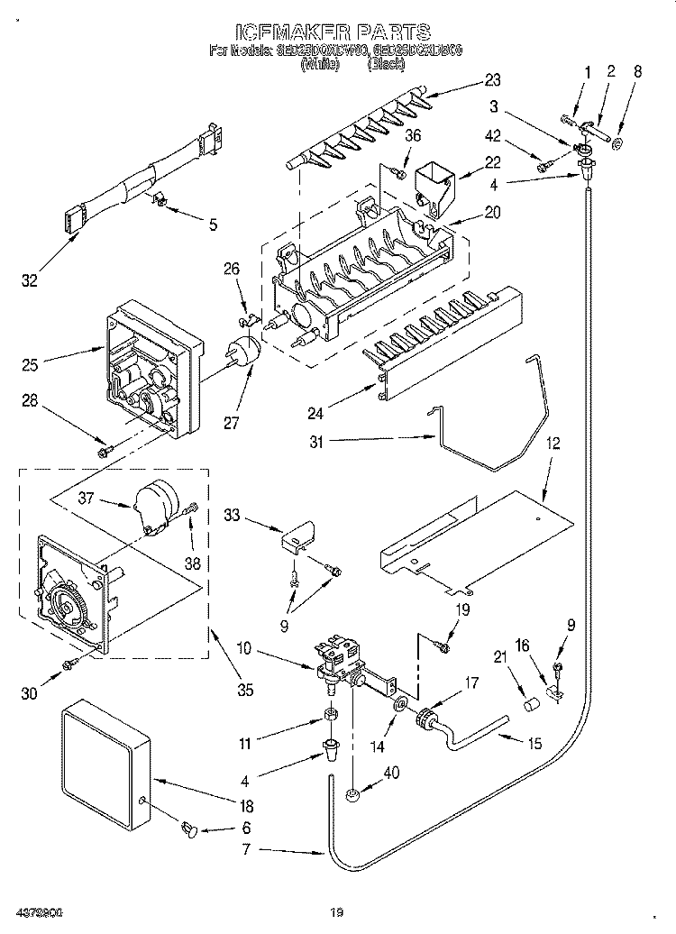 ICEMAKER, LIT/OPTIONAL Diagram and Parts List for 6ED25DQXDW00  Whirlpool Refrigerator