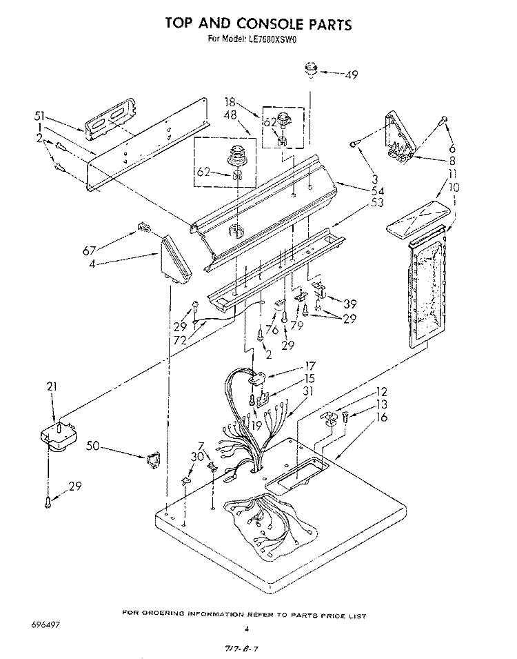 SECTION Diagram and Parts List for LE7680XSW0  Whirlpool Dryer