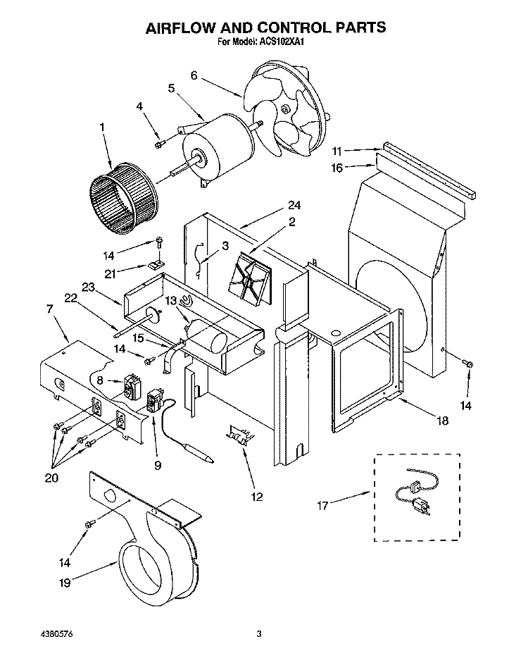 SECTION Diagram and Parts List for ACS102XA1  Whirlpool Air Conditioner