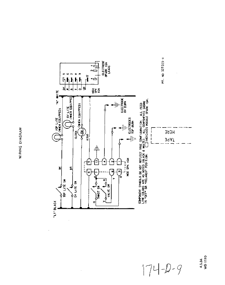 WIRING DIAGRAM Diagram and Parts List for 1276W0A  Roper Range