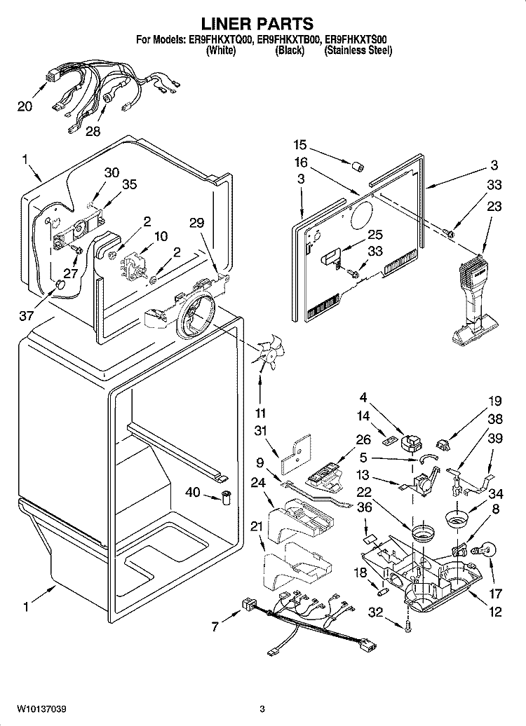 LINER PARTS Diagram and Parts List for ER9FHKXTS00  Whirlpool Refrigerator