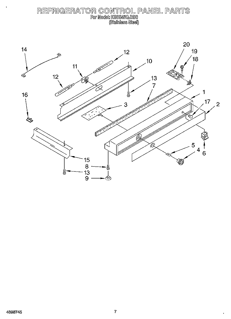 REFRIGERATOR CONTROL PANEL Diagram and Parts List for KSSS48QJX00  KitchenAid Refrigerator