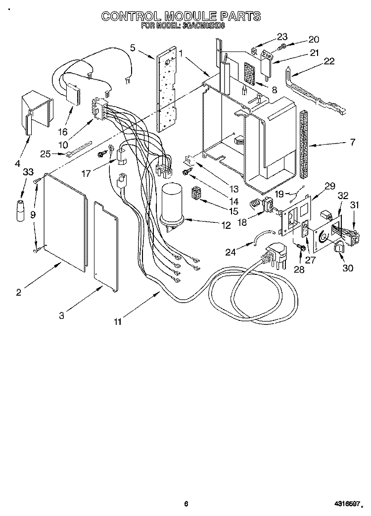 CONTROL MODULE Diagram and Parts List for 3QACM09XD3  Whirlpool Air Conditioner