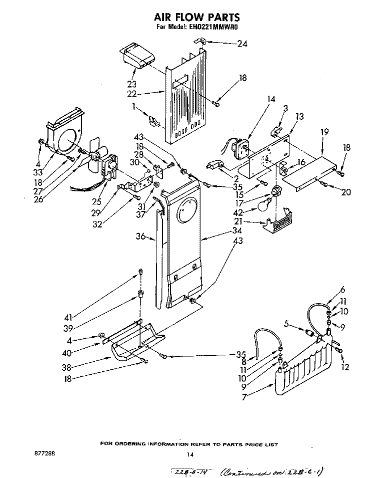 AIRFLOW Diagram and Parts List for EHD221MMWR0  Whirlpool Refrigerator