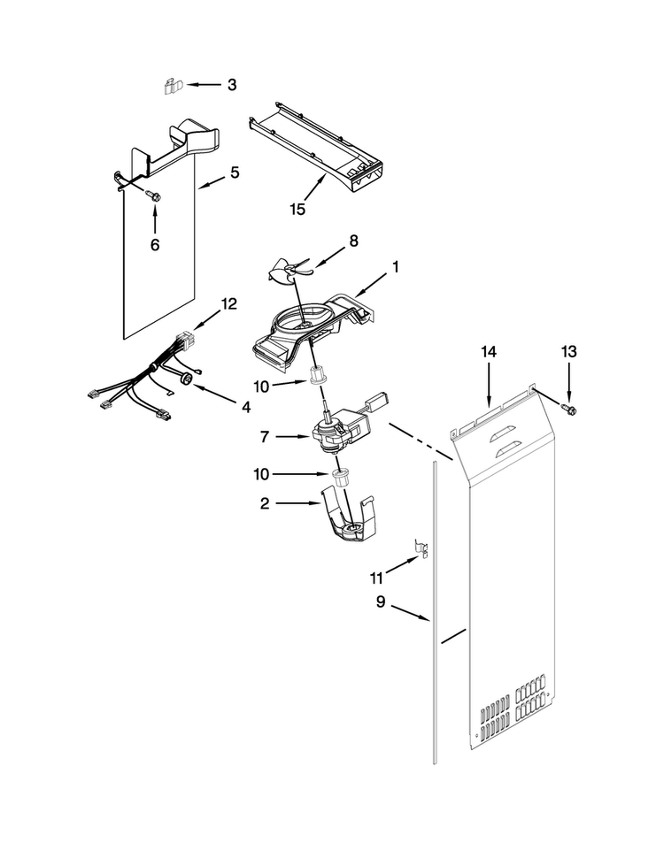 Air Flow Parts Diagram and Parts List for BRS80ARANA02  Whirlpool Refrigerator