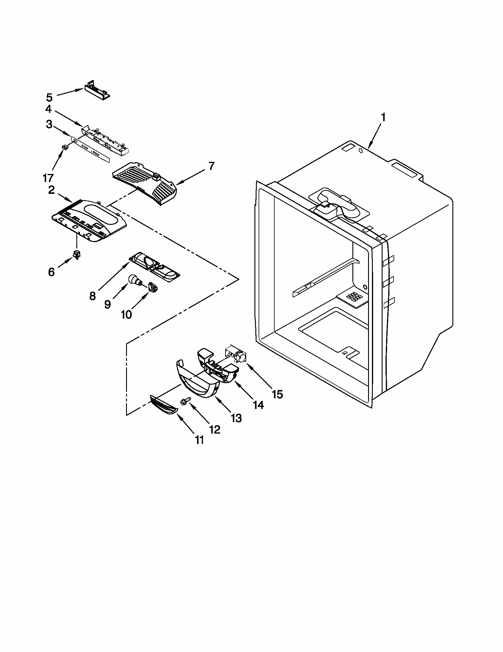 Refrigerator Liner Parts Diagram and Parts List for 59679223012  Kenmore Refrigerator