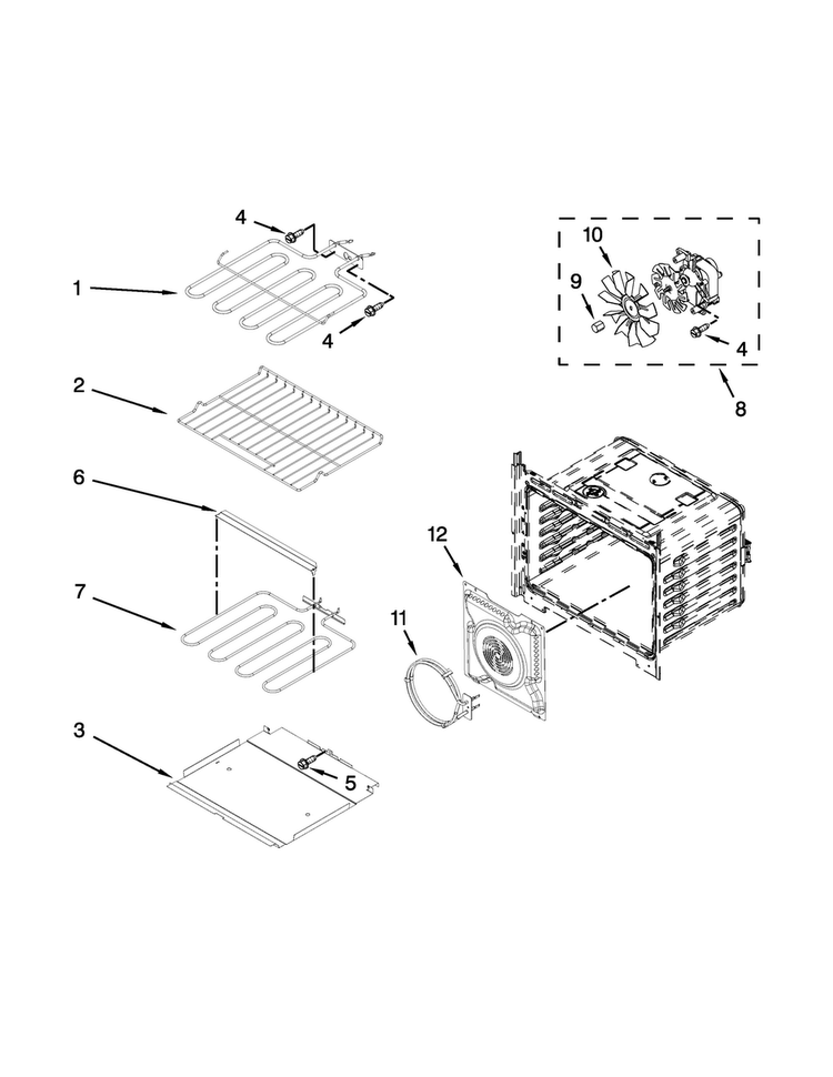Internal Oven Parts Diagram and Parts List for WOC95EC0AS03  Whirlpool Microwave