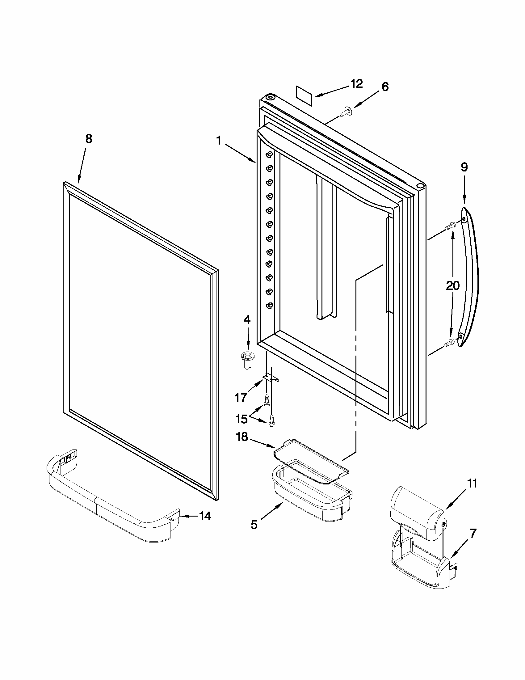 Refrigerator Door Parts Diagram and Parts List for 59669283013  Kenmore Refrigerator