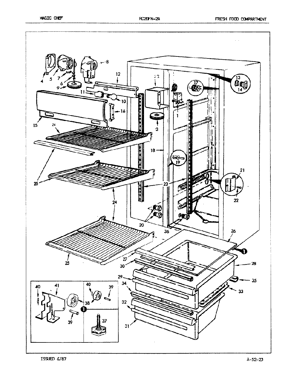 03 - Fresh Food Compartment Diagram and Parts List for RC20FA-2A  Whirlpool Refrigerator