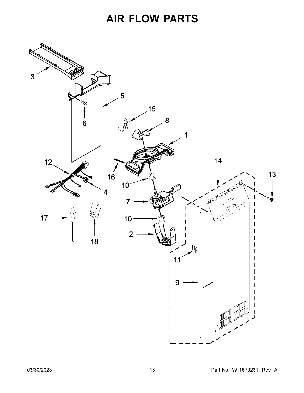 Air Flow Parts Diagram and Parts List for KRSC703HPS05  KitchenAid Refrigerator