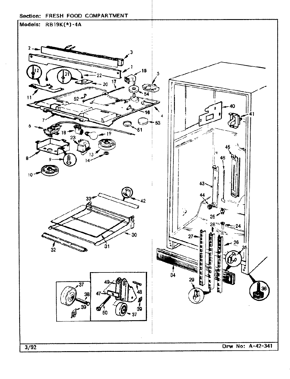 04 - Fresh Food Compartment Diagram and Parts List for RB19KA-4A  Whirlpool Refrigerator